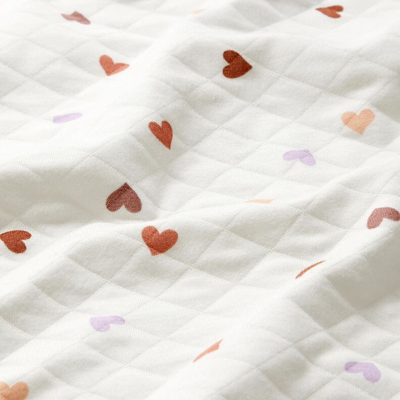 Doubleface Jersey farverige hjerter &ndash; elfenben,  image number 2