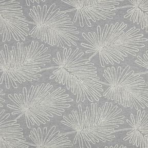 Dekorationsstof Jacquard bladkonturer – grå, 
