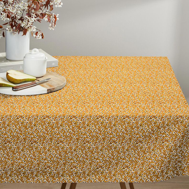 Imprægneret voksdug blomsterflor – karrygul/hvid,  image number 7