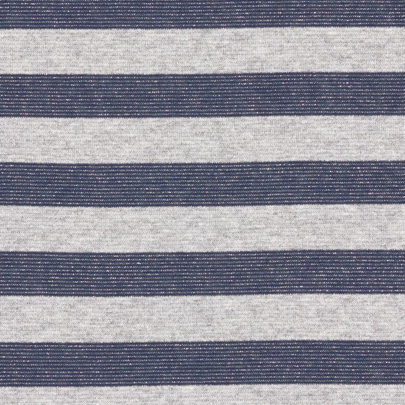 jersey glitter vandrette striber – lysegrå/marineblå,  image number 1