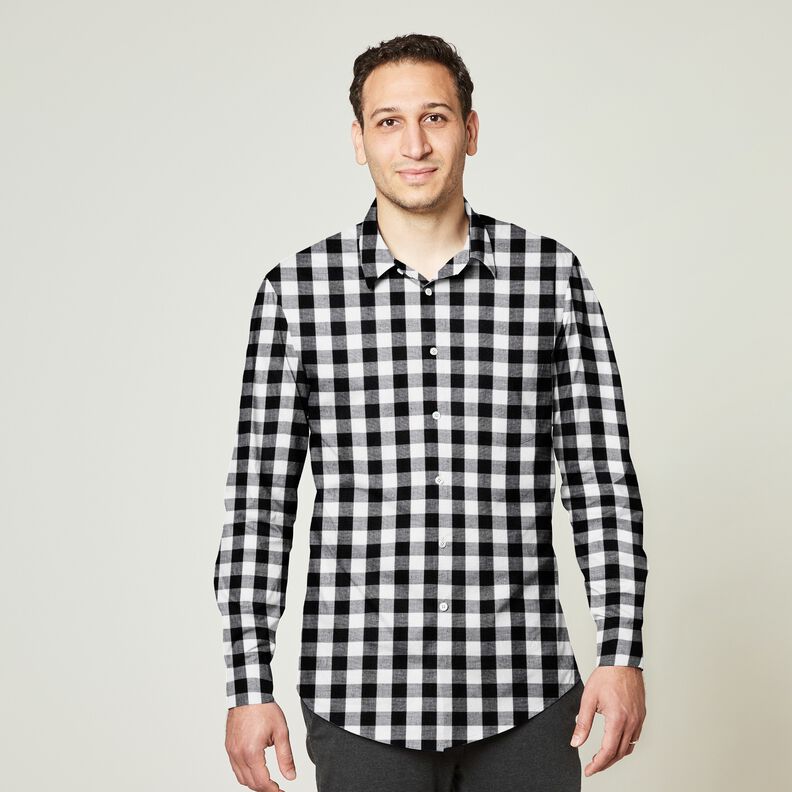 Bomuldsstof Vichy tern 1,7 cm – sort/hvid,  image number 8