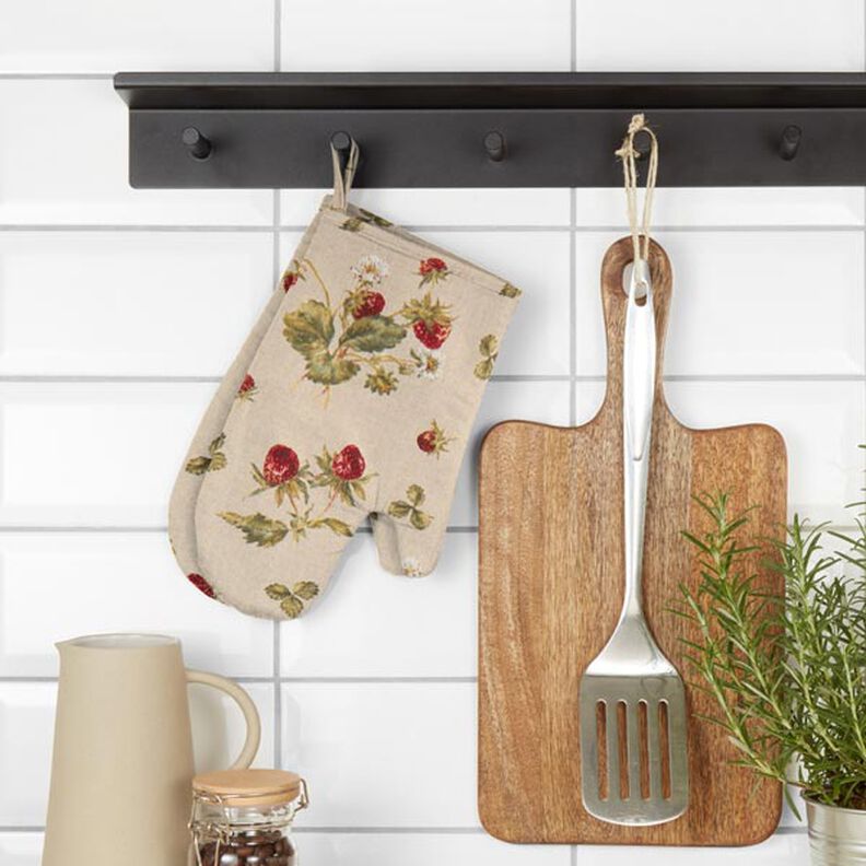 Dekorationsstof Halvpanama Jordbær – karminrød/natur,  image number 5