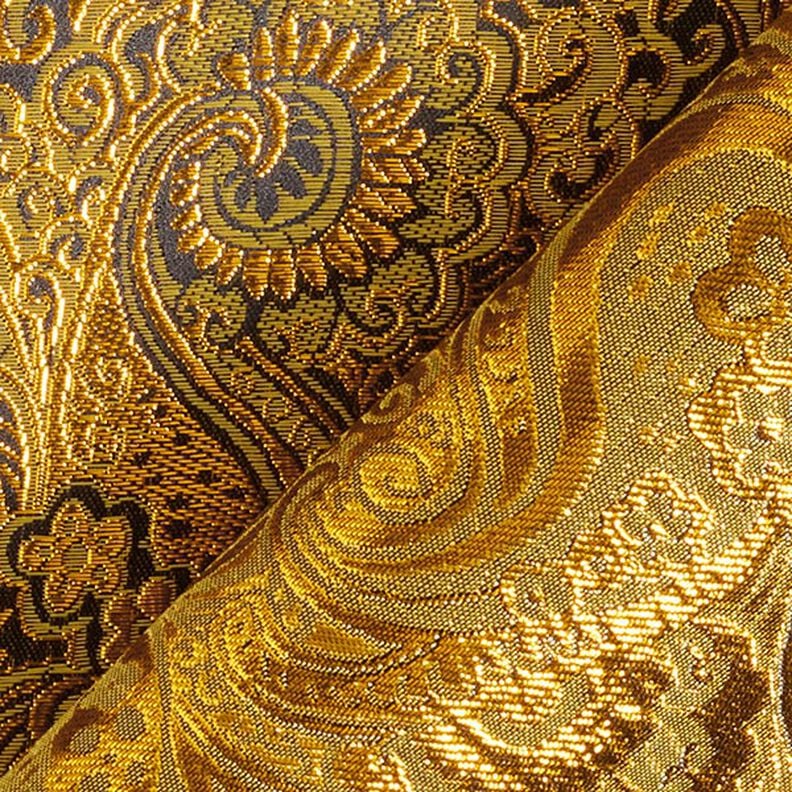 Beklædnings-jacquard metallic paisley – guld/sort,  image number 4