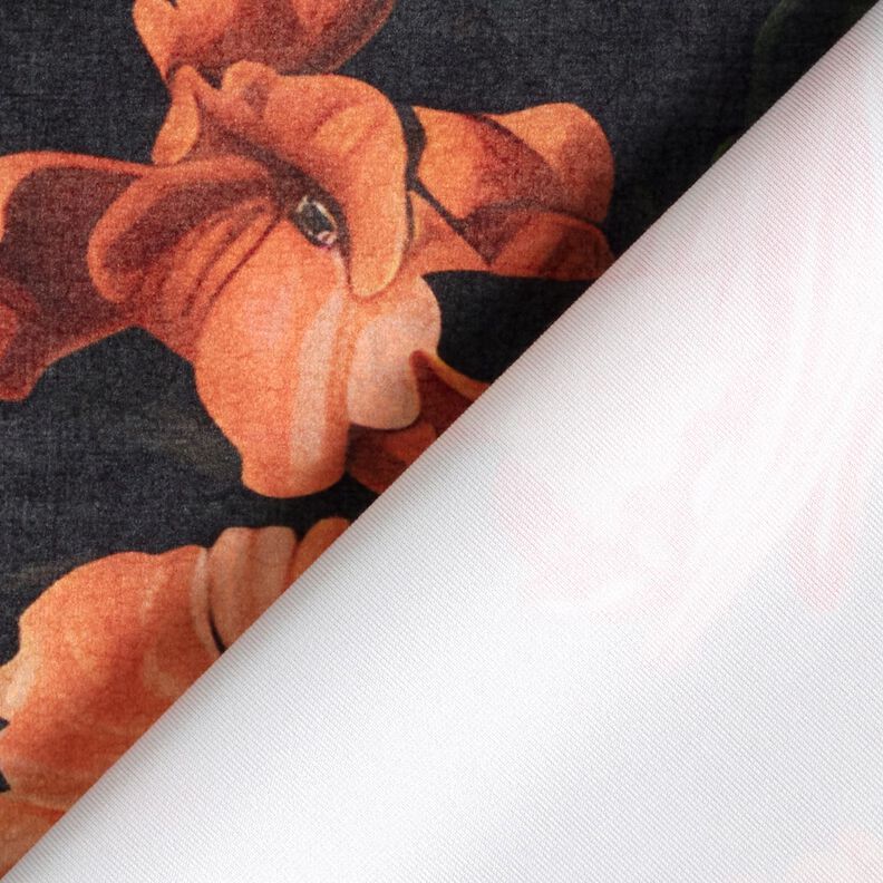 Dekorationsfløjl romantiske blomster – antracit/rosé,  image number 5