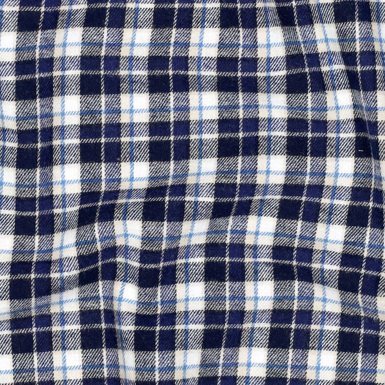 Bomuldsflonel små tern – marineblå/uldhvid,  image number 2