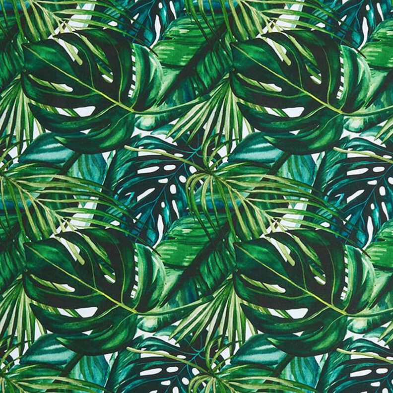 Dekorationsstof Halvpanama Palmeblade – grøn,  image number 1
