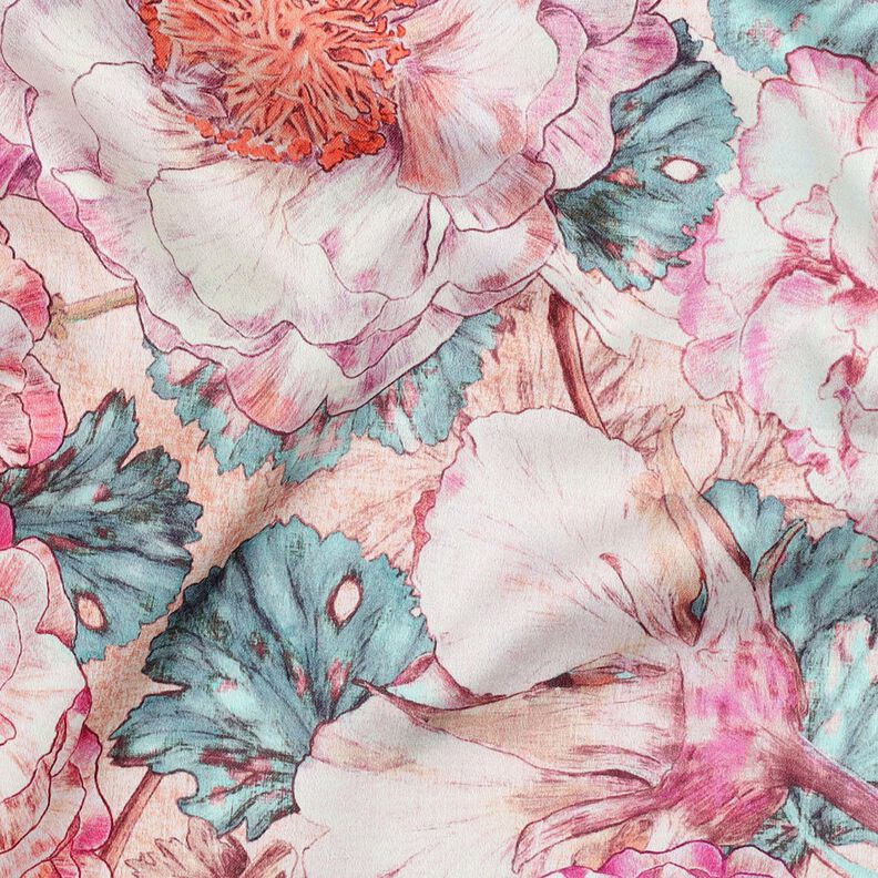 Bomuldssatin Japanese Anamone | Nerida Hansen – pastelviolet/aquablå,  image number 2