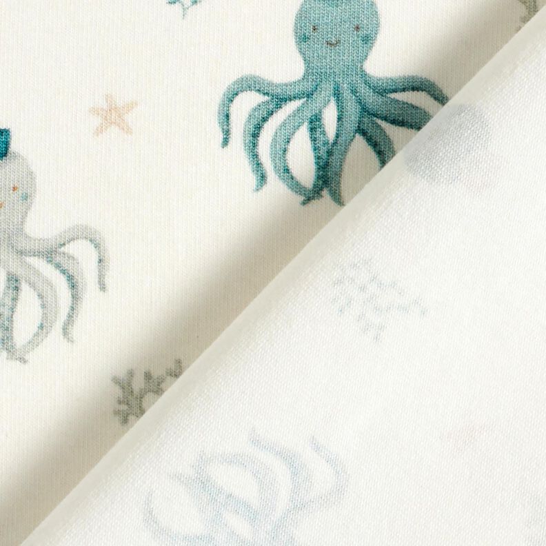 Bomuldsjersey Glade blæksprutter Digitaltryk – uldhvid,  image number 4