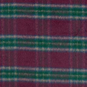 Frakkestof Uld-miks børstede tern – merlot/blågran, 