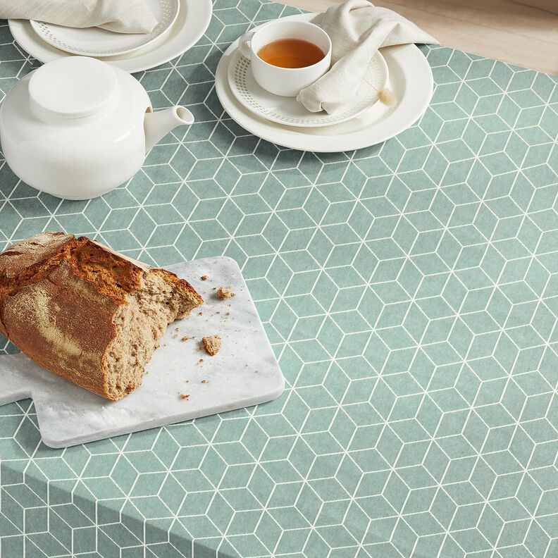 Dekorationsstof Jacquard moderne terninger – reed/elfenben,  image number 5