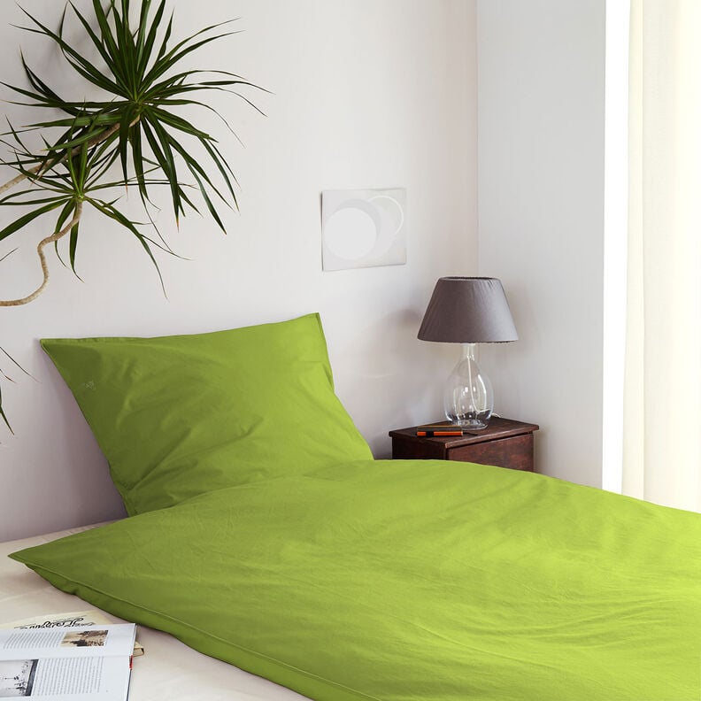 Bomuldsstof Cretonne Ensfarvet – æblegrøn,  image number 6