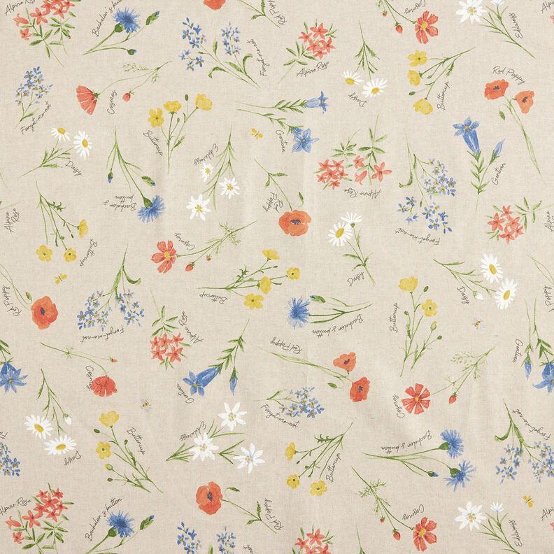 Imprægneret voksdug alpine blomster – natur/blå,  image number 1