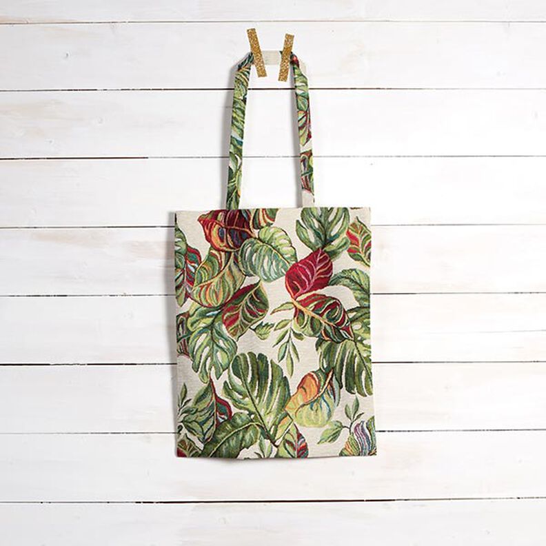 Jacquard Gobelin Monstera Palme – grøn/rød,  image number 6