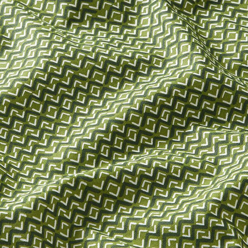 Bomuldsstof Cretonne Etno-zigzag – grøn,  image number 2