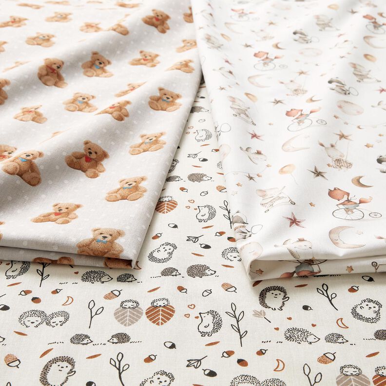 Bomuldspoplin Dyr i drømmeland Digitaltryk – uldhvid,  image number 5