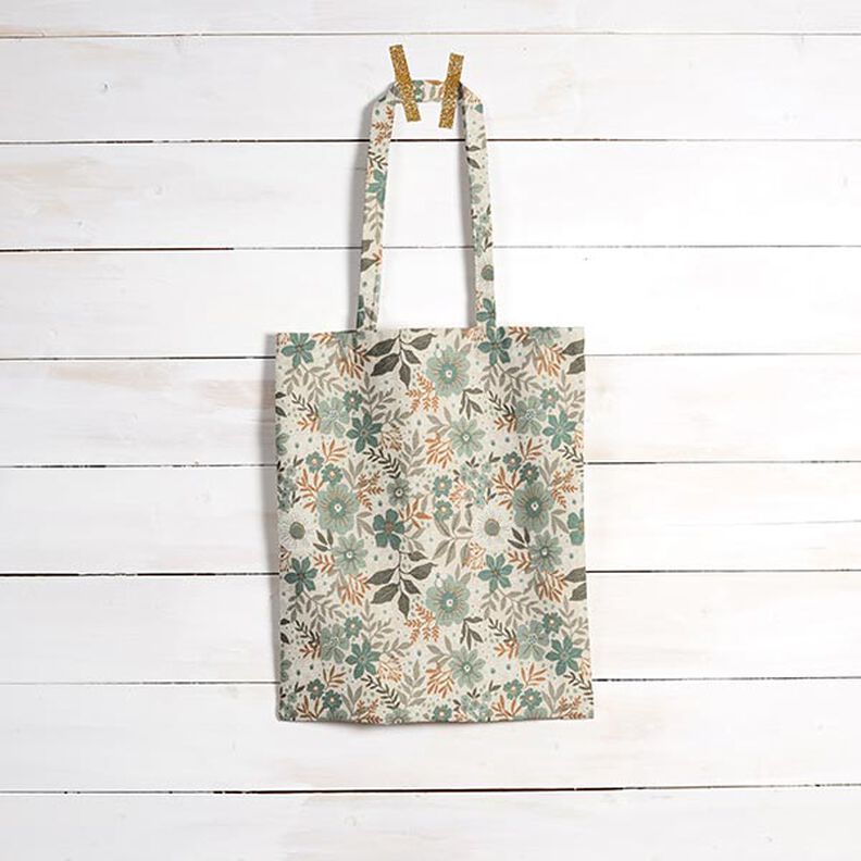 Dekorationsstof halvpanama blomsterpragt &ndash; reed/natur,  image number 8