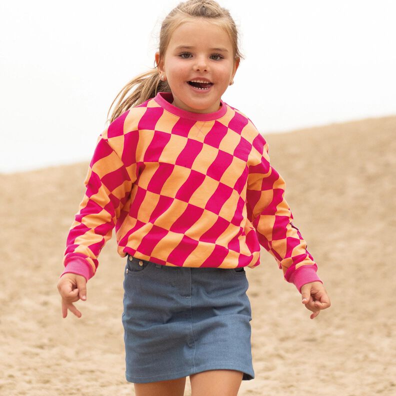 Softsweat bølget tern| Poppy Fabrics – intens pink/ferskenorange,  image number 5