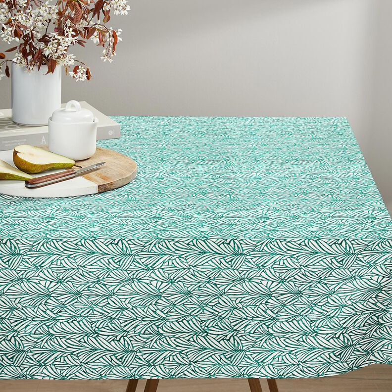 Impr&aelig;gneret voksdug abstrakte palmeblade &ndash; pebermynte/elfenben,  image number 6