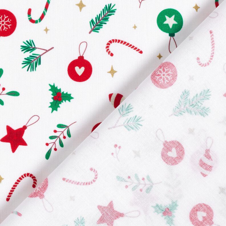 Bomuldsstof Cretonne julepynt – hvid/grøn,  image number 4