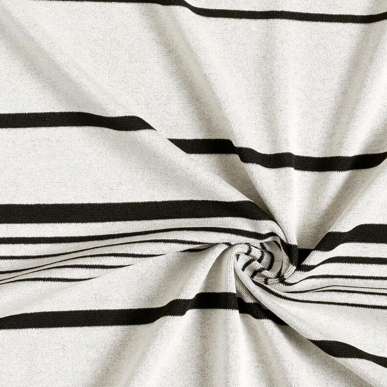 strikjacquard uregelmæssige striber – uldhvid/sort,  image number 4