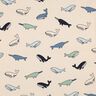 Bomuldsjersey Søde hvaler| Poppy Fabrics – cashew/marineblå,  thumbnail number 1