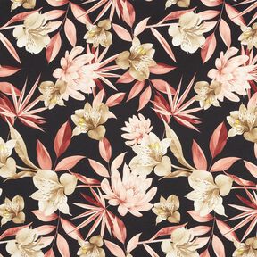 crepe-satin magnolier med palmeblade – sort/beige, 