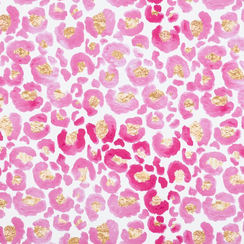 Bomuldsjersey leopard med guldpletter | Glitzerpüppi – hvid/purpur,  image number 1