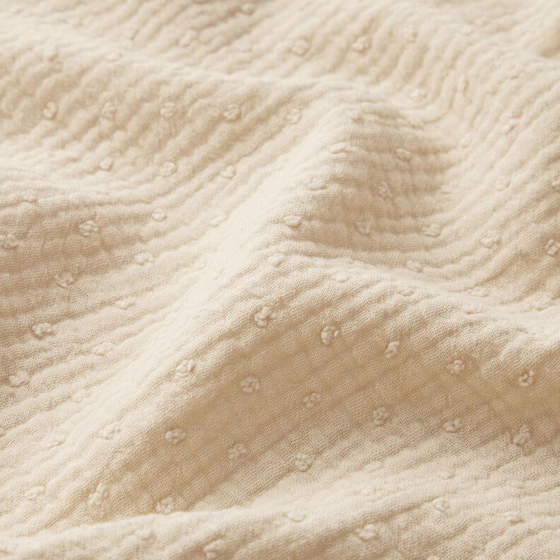 Musselin/Dobbelt-Crincle stof dobby – natur,  image number 2