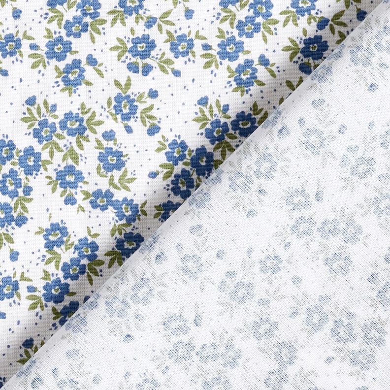 Bomuldspoplin blomsterhav – jeansblå/hvid,  image number 4