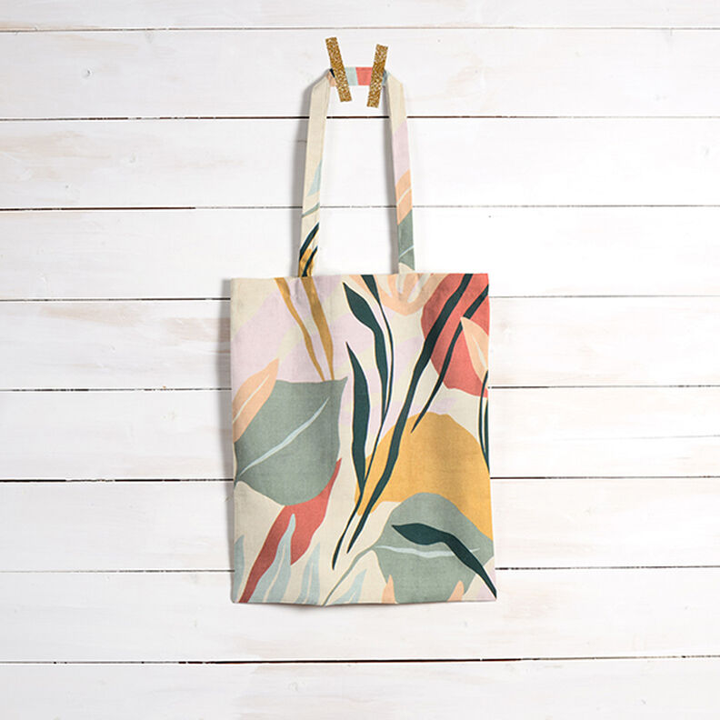 Dekorationsstof Halvpanama abstrakte planter – natur/lys mint,  image number 8