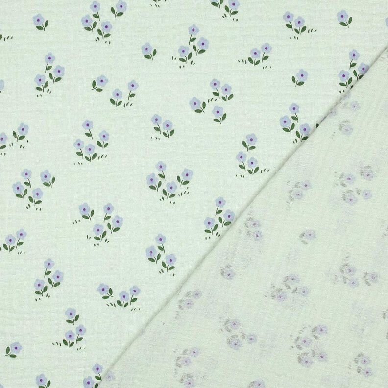 Musselin/Dobbelt-Crincle stof små blomster | Poppy Fabrics – lys mint,  image number 4