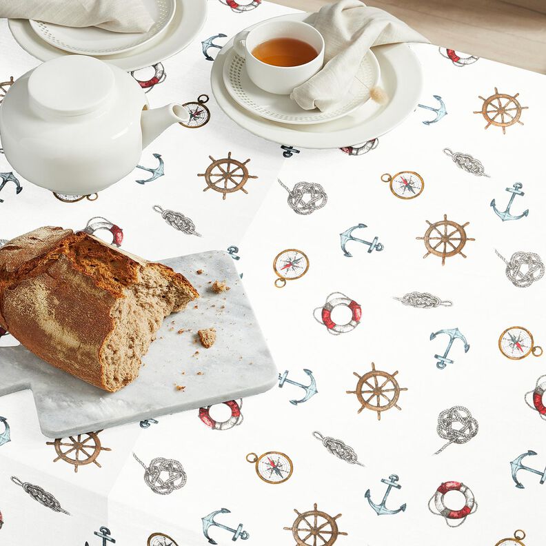 Dekorationsstof Panama maritim – hvid,  image number 8