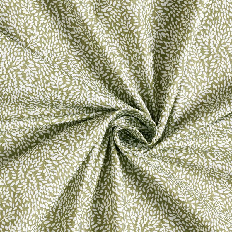 Bomuldsstof Cretonne mini-blade – lys kaki/hvid,  image number 3