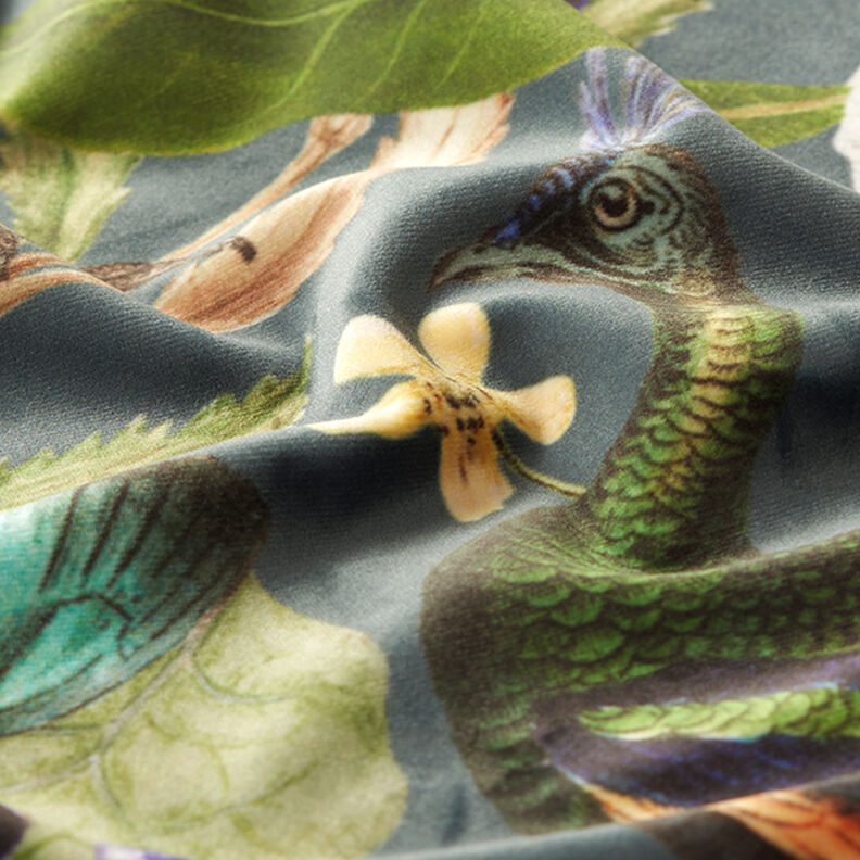 Dekorationsfløjl Premium Påfugl – mørkegrøn,  image number 2