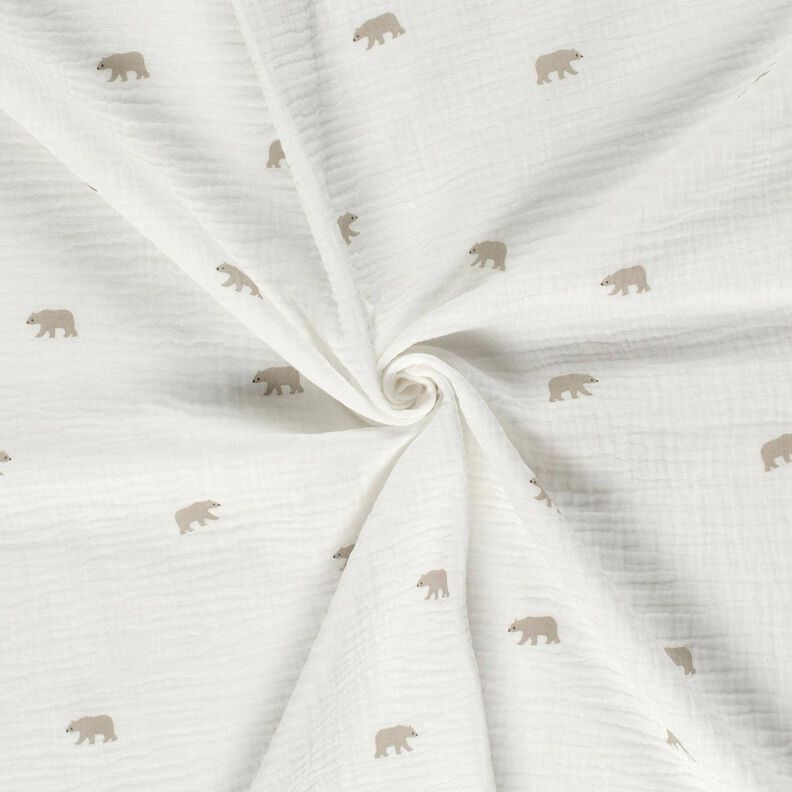Musselin/Dobbelt-Crincle stof isbjørn – hvid,  image number 3