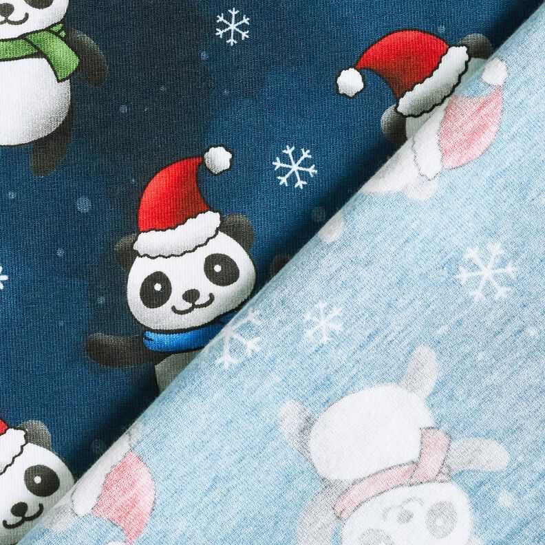Bomuldsjersey Panda i julestemning | Glitzerpüppi – natblå/chili,  image number 4