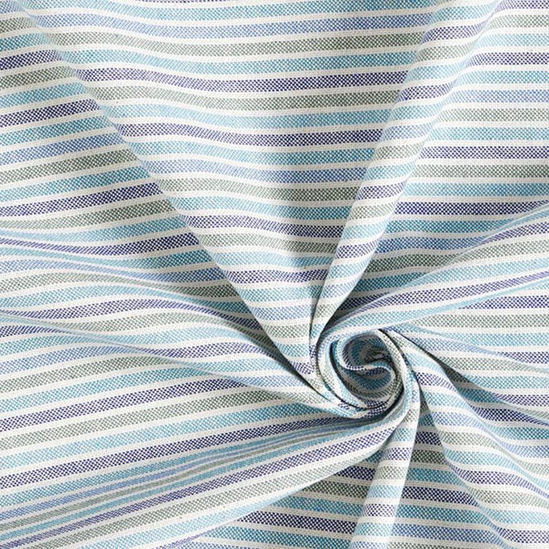 Dekorationsstof Halvpanama flerfarvede striber genanvendt – lys turkis,  image number 3