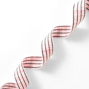 Vævet bånd Melange Striber [27 mm] – rosa/sort, 