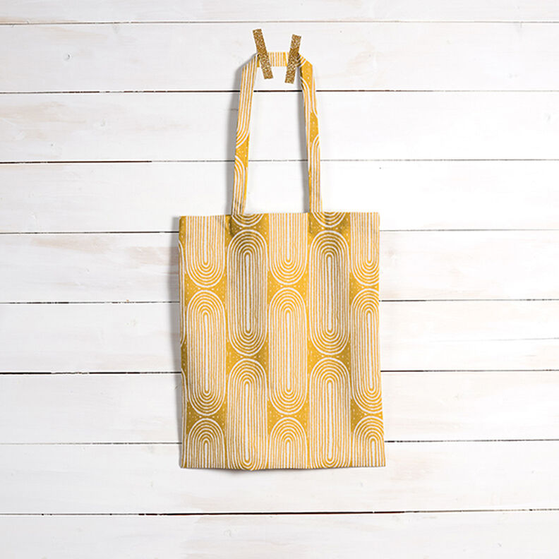 Dekorationsstof Halvpanama buer – karrygul/natur,  image number 8