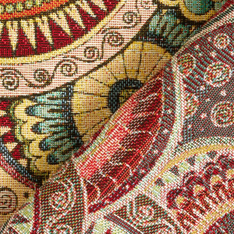 Dekorationsstof Gobelin abstrakt paisley – lysebeige/karminrød,  image number 4