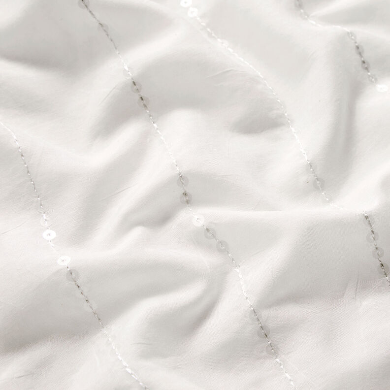Voile bomulds-silke-miks pailletter – hvid,  image number 2