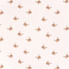 Musselin/Dobbelt-Crincle stof Stribet hval Digitaltryk – elfenben, 