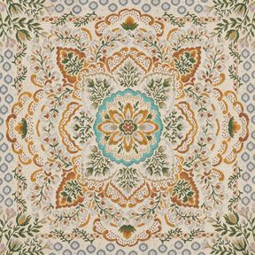 Dekorativt panelstof Gobelin stor mandala – sennep/lysebeige, 