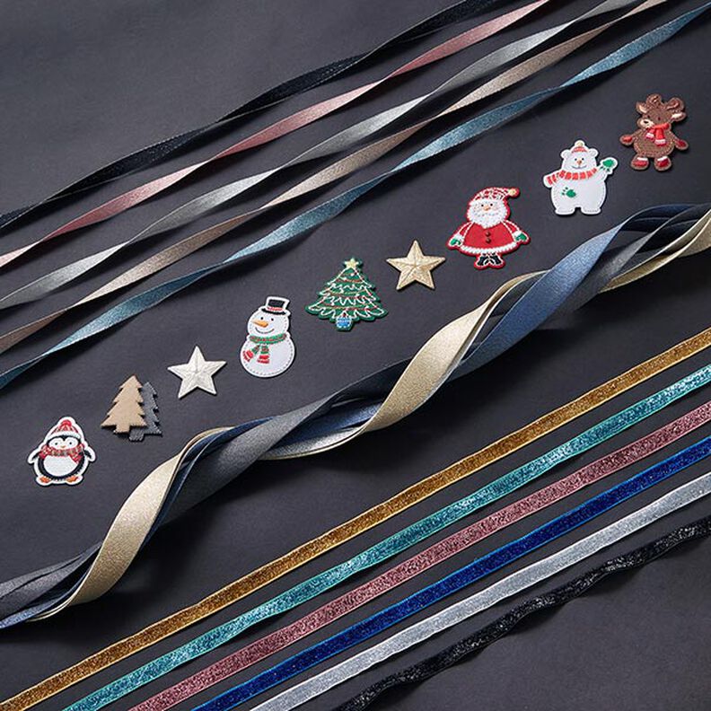 Vævet bånd Metallisk [9 mm] – sølv/sølv metallic,  image number 4