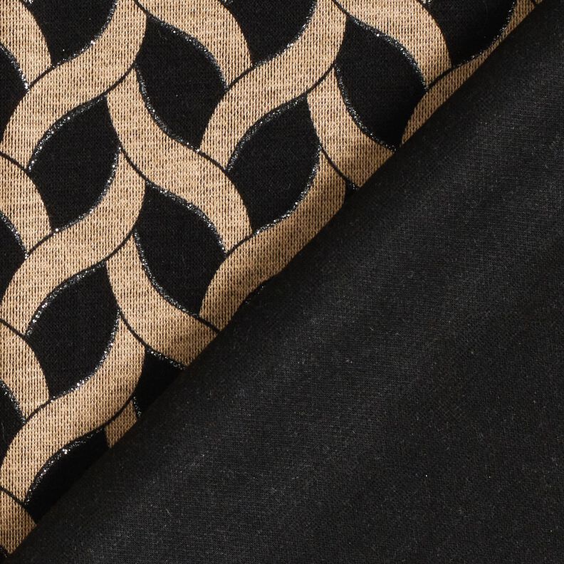 Viskosejersey Glitter-fletmønster – sort/apricot,  image number 4