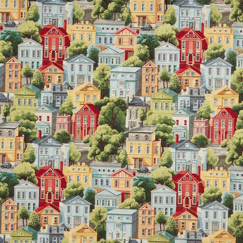Dekorationsstof Gobelin farverigt kvarter – natur/himmelblå,  image number 1