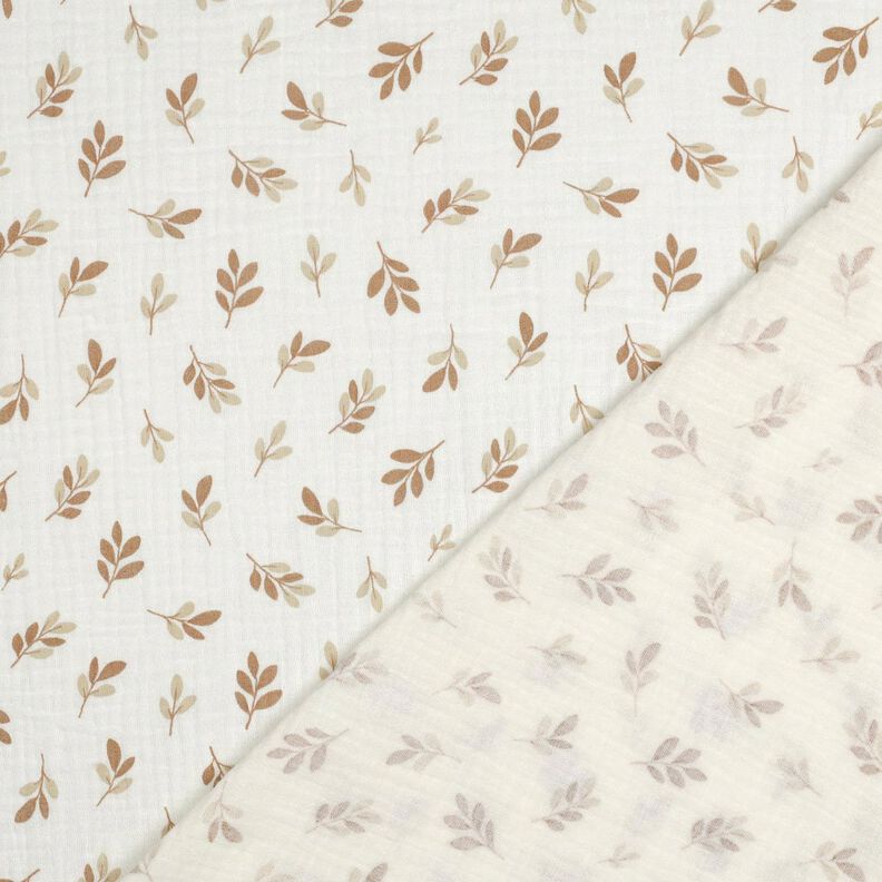 Musselin/Dobbelt-Crincle stof grene | Poppy Fabrics – elfenben/mocca,  image number 4