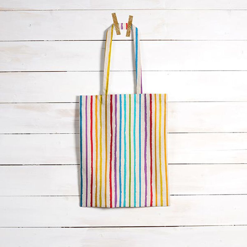 Dekorationsstof Halvpanama Regnbue striber,  image number 8