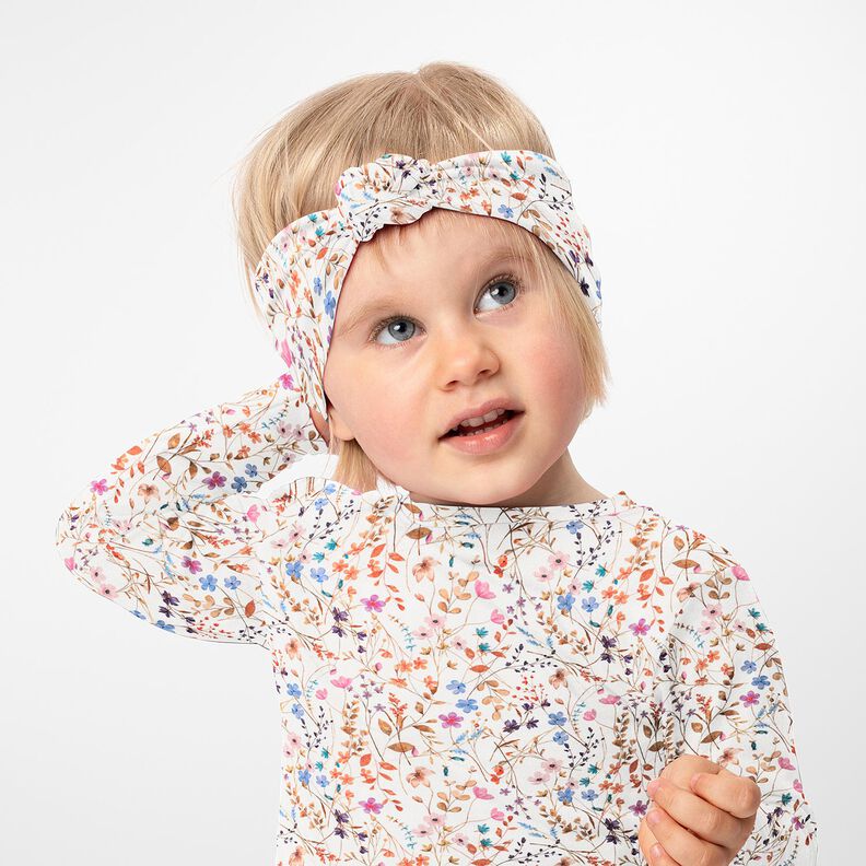 GOTS French Terry Sommersweat Tørrede blomsterhav Digitaltryk – elfenben,  image number 5