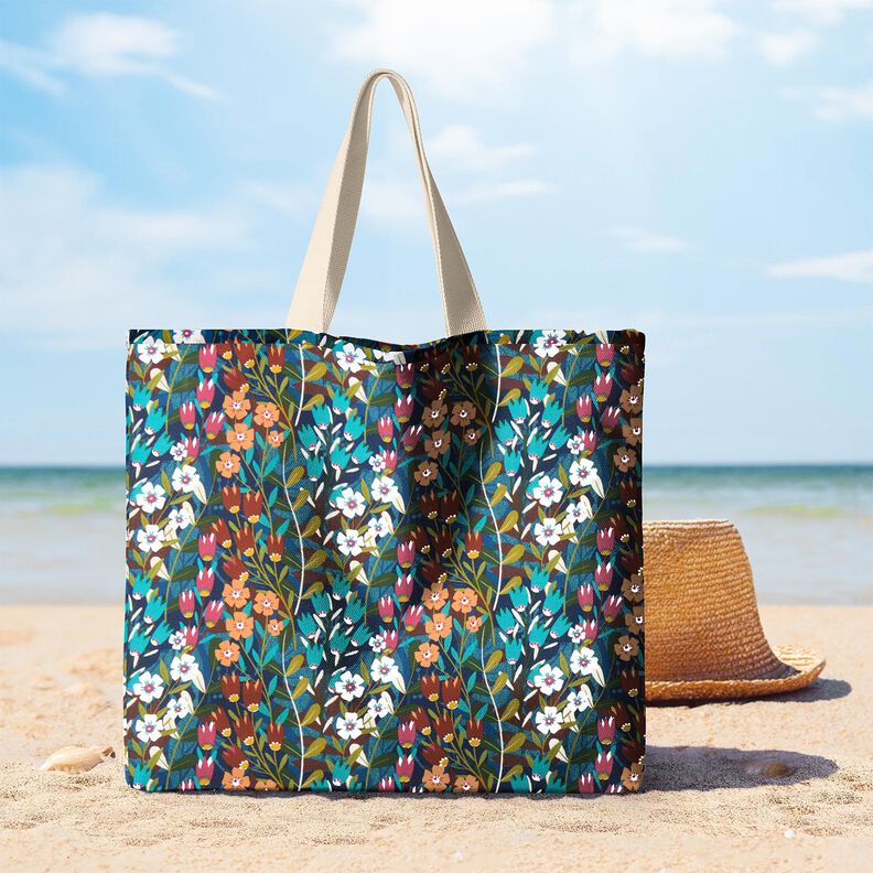 Impr&aelig;gneret voksdug blomsterblanding &ndash; petrol/bourgogne-farvet,  image number 5